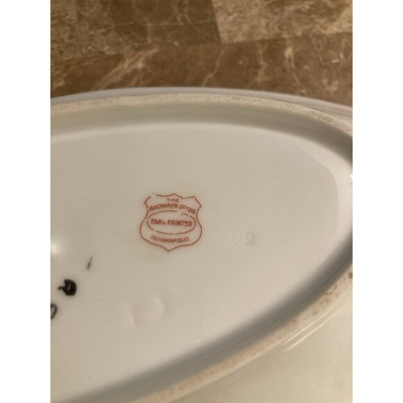 Antique HR Hutschenreuther Selb Bavaria Oval Serving Dish Handpaint Gold Trim - Picture 8 of 12